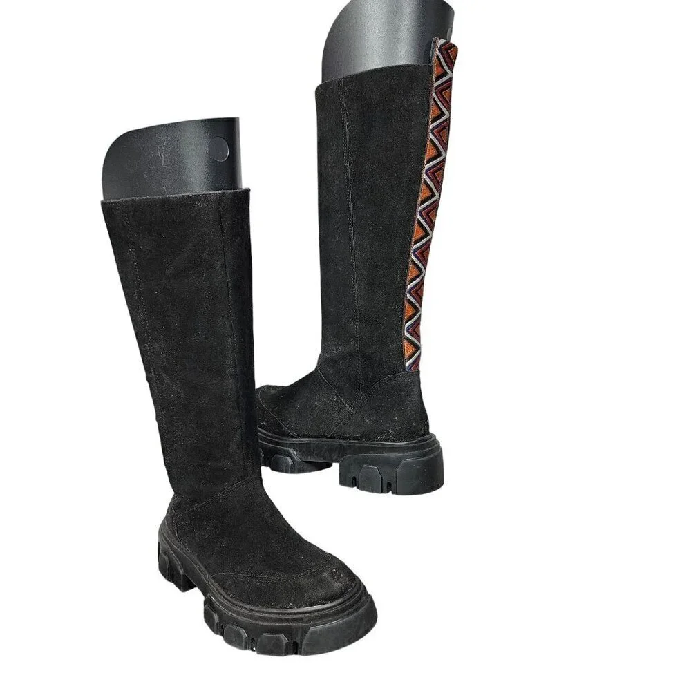 Farm Rio Black Faux Suede Calf Height Full Zip Boots, Women's 8 - Picture 2 of 15